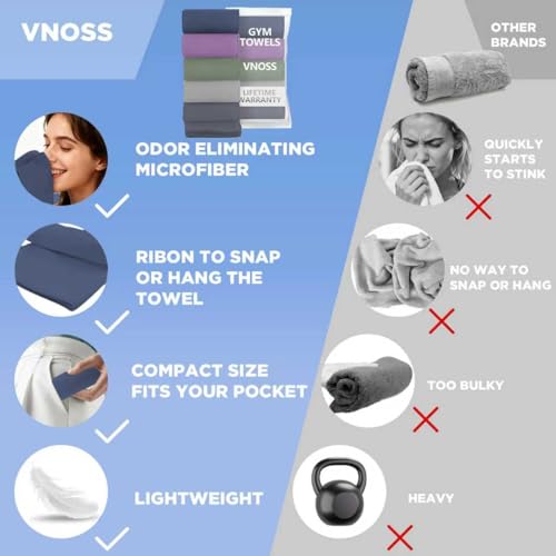 Vnoss Microfiber Gym Towels - Quick Dry, Highly Absorbing, Odor-Free, for Women & Men - Gym Towel for Hot Yoga, Tennis, Working Out, Camping, Set of 5,16 * 27 Inch, Multicolor - Image 5