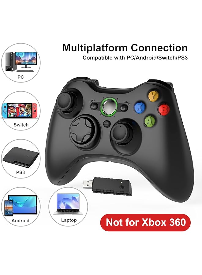 Wireless Controller For Pc 2.4Ghz Gamepad Joystick Controller Remote For Pc Windows 7/8/10 With Receiver Adapter(Black) - Image 3