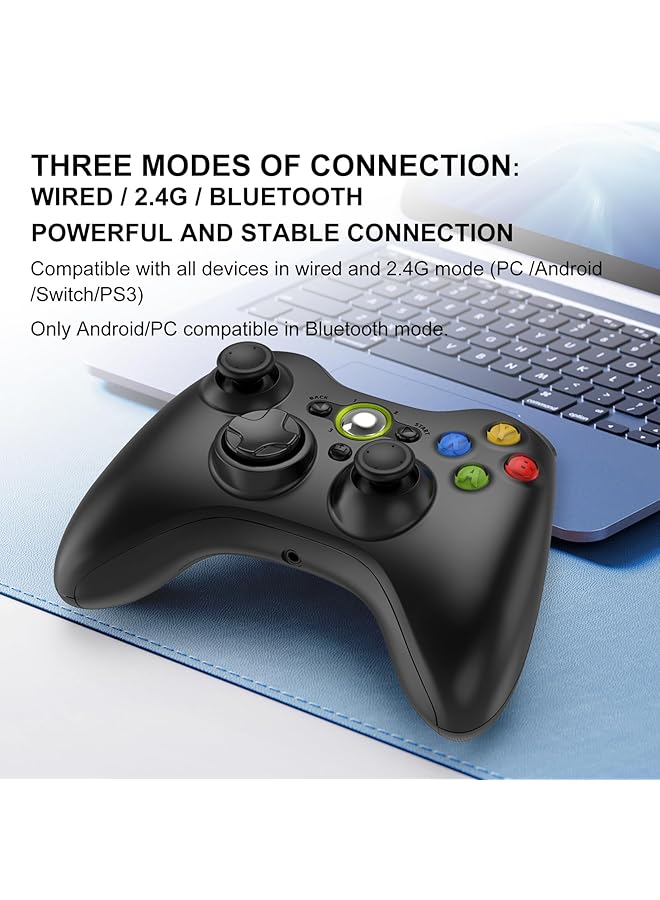 Wireless Controller For Pc 2.4Ghz Gamepad Joystick Controller Remote For Pc Windows 7/8/10 With Receiver Adapter(Black) - Image 4