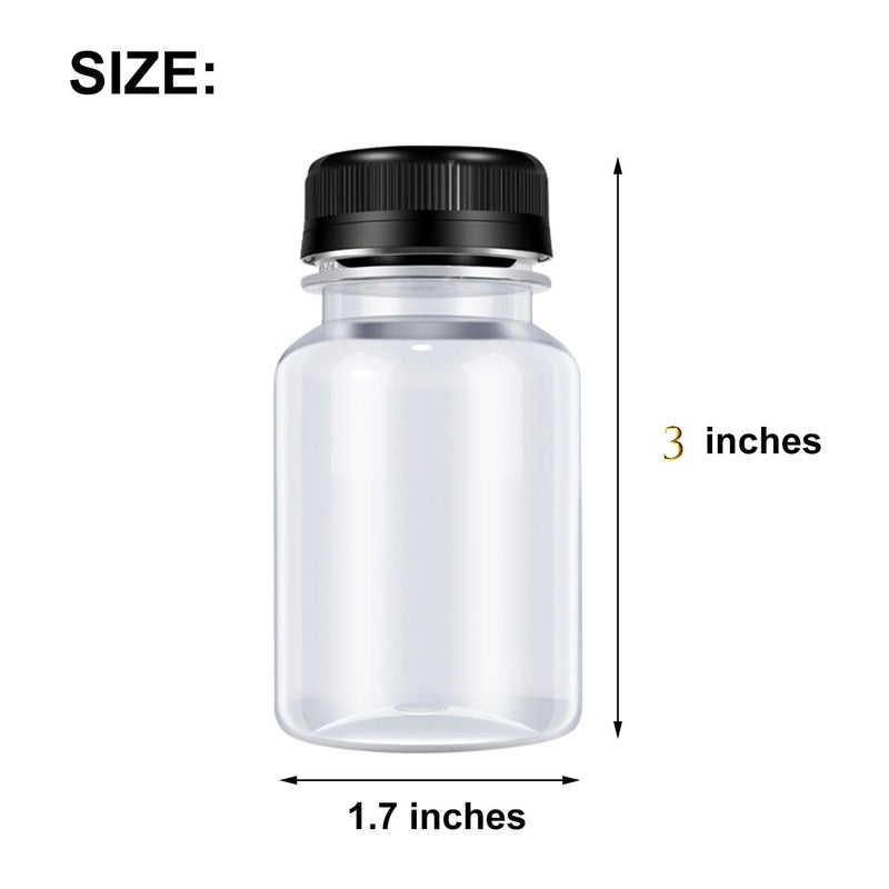 DODHEG 12 Pcs Plastic Juice Bottle, Reusable Drink Containers, For Juice, Milk, Smoothie And Other Drinks, With Black Lid, 3 OZ - Image 2