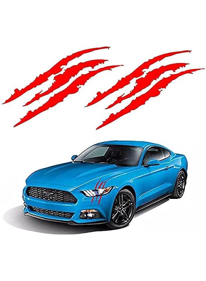 MUNTAQI Claw Mark Car Decals, 16 Inch Car Headlight Stickers, Monster Claw Scratch Sticker for Dodge Challenger Charger, Pack of 2 (Red) - Image 1