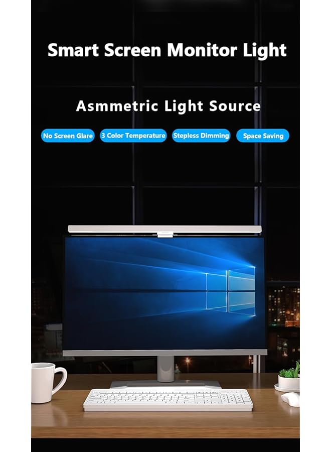 erorex Screen Bar Monitor Light Monitor Lamp With Touch Sensor Eye Caring No Screen Glare Dimmable And 3 Color Temperature Computer Led Light Desk Lamps For Curved Flat Screen 50Cm White - Image 2