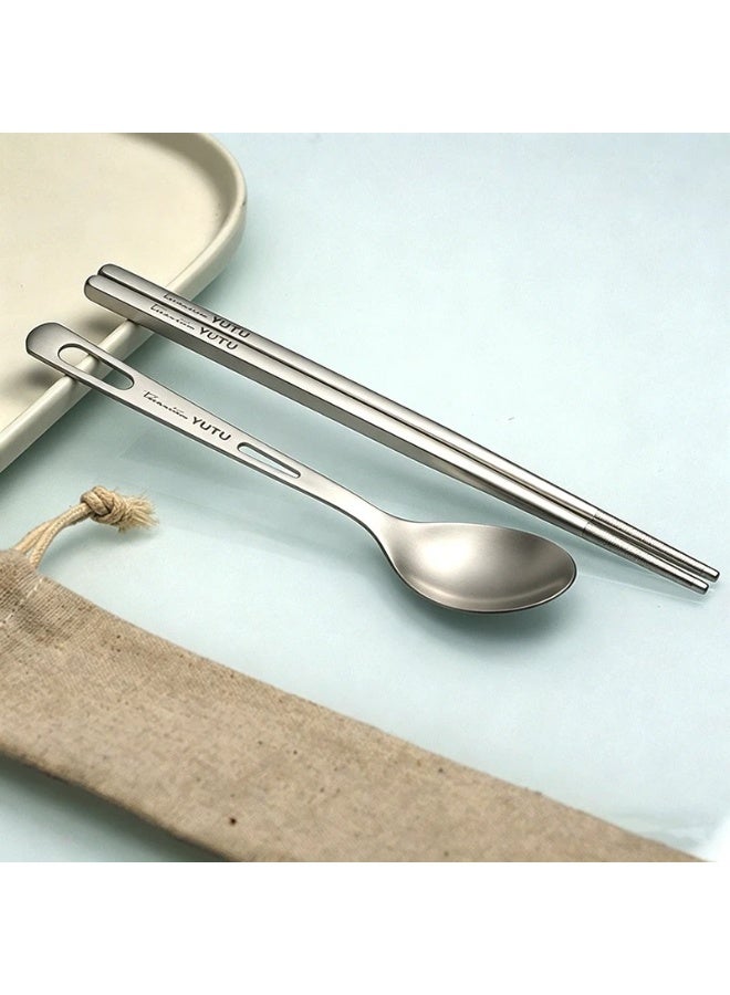 Portable Stainless Steel Cutlery Set with Storage Pouch, Reusable Travel Knife Fork Spoon Chopsticks Tableware for Camping Office Lunch - Image 5