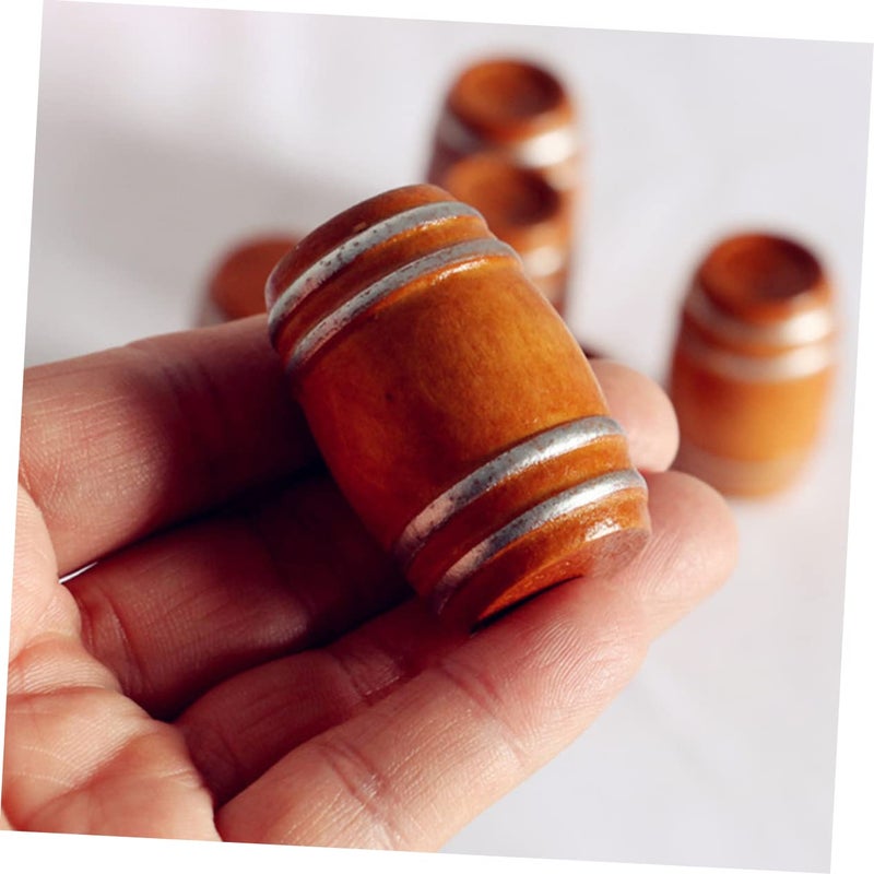Mini Wooden Barrel Set For Dollhouse Miniature Craft Landscape Decor 3Pcs - Image 5