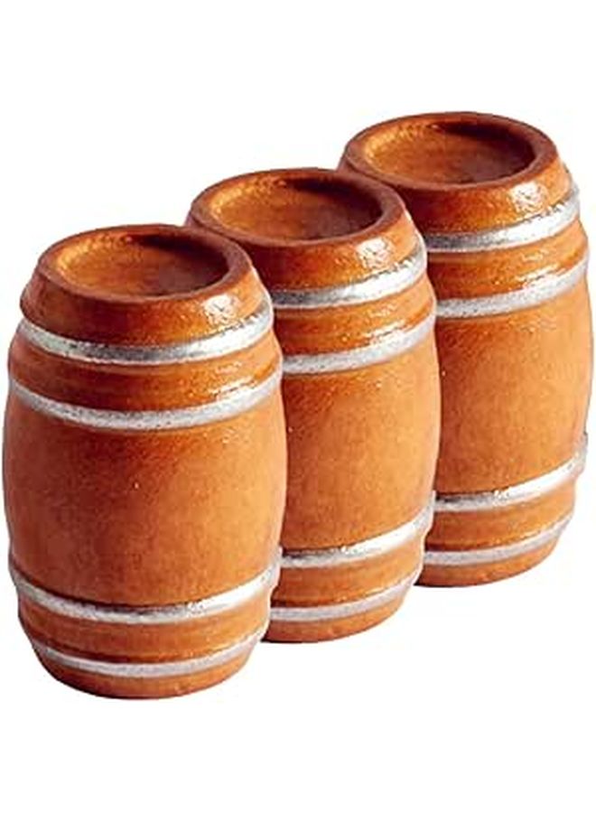 Mini Wooden Barrel Set For Dollhouse Miniature Craft Landscape Decor 3Pcs - Image 1