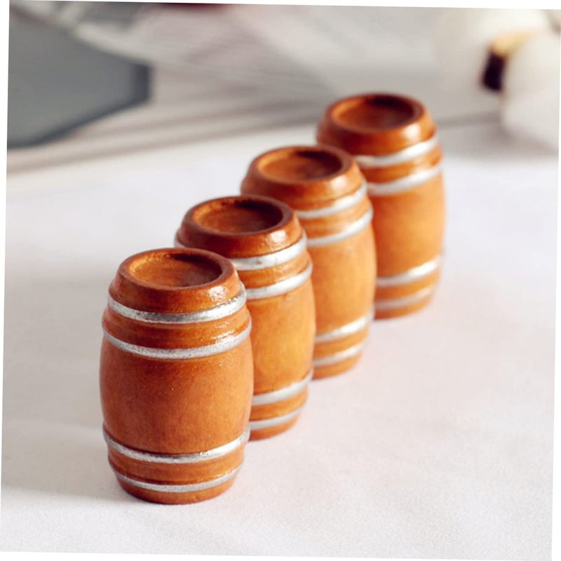 Mini Wooden Barrel Set For Dollhouse Miniature Craft Landscape Decor 3Pcs - Image 4