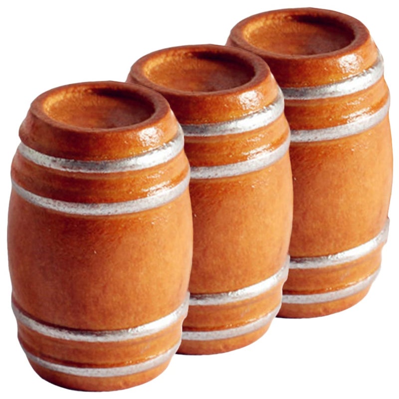 Mini Wooden Barrel Set For Dollhouse Miniature Craft Landscape Decor 3Pcs - Image 2