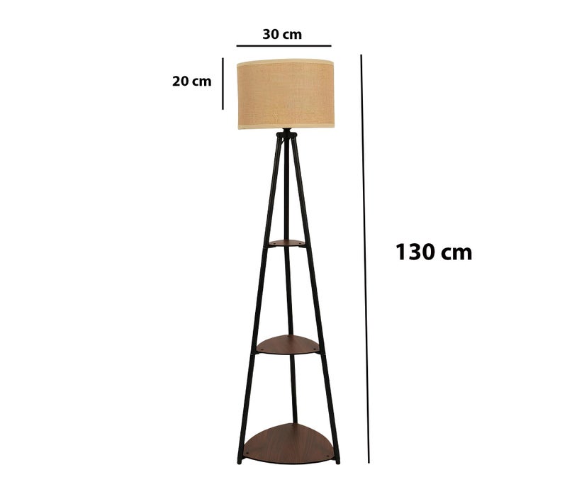 AKWAY Bamboo Tripod Floor Lamp for Living Room Cane Floor Lamp for Home Rattan for Living Room Standing Lamp Wooden Floor Standing lamp for Bedroom (Bulb Not Included) (Tripod Shelf Jute 12"x8") - Image 4