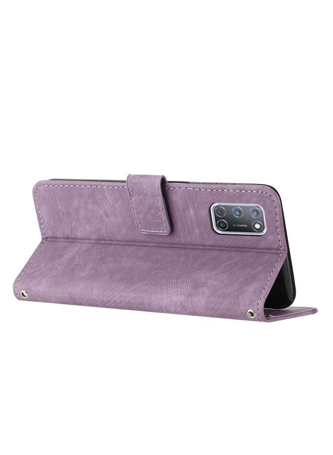 اس-توب جراب هاتف من الجلد بتصميم مخطط لهاتف OPPO A52 / A72 / A92 مع حبل تعليق - Image 3