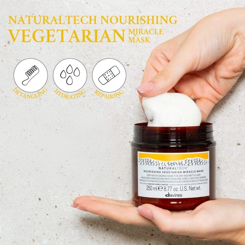 Davines Naturaltech NOURISHING Vegetarian Miracle Mask, Deep Moisturizing For Dry And Brittle Hair, 8.77 Fl. Oz. - Image 3