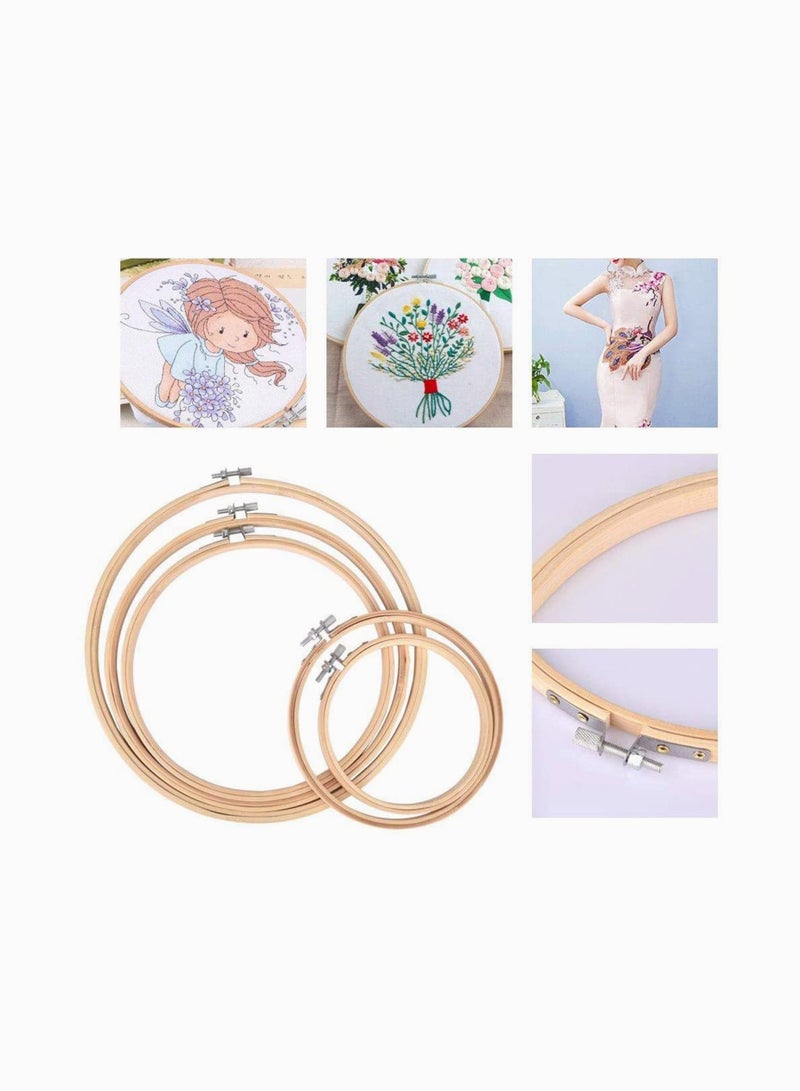 SYOSI Embroidery Starter Kit Cross Stitch Pen Punch Needle Craft Tool Wood Hoop Floss Bobbins Threading DIY Sewing Adults Beginners  - Image 4