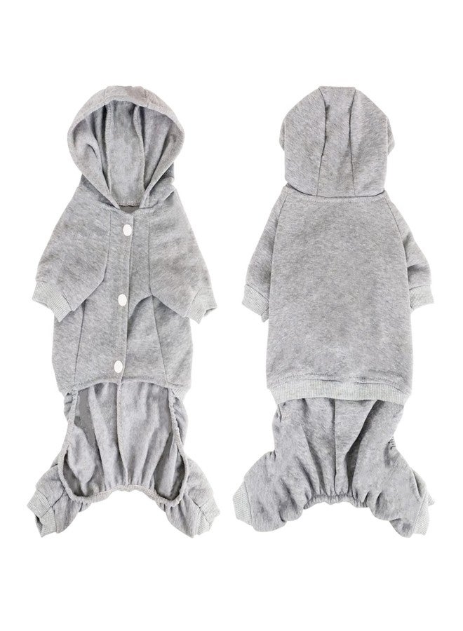 LifeWheel Dog Hoodie, Pet Jumpsuit Fleece Sweatshirt with Buttons, Clothes, Cold Weather Coats, Pajamas, Winter Warm Cotton Puppy Hoodie 4 Legs Clothes for Small Medium Large Dogs Cats Boy Girl Grey - Image 5