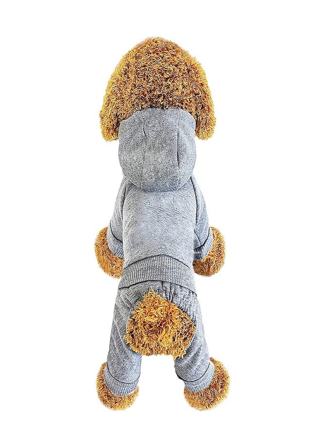 LifeWheel Dog Hoodie, Pet Jumpsuit Fleece Sweatshirt with Buttons, Clothes, Cold Weather Coats, Pajamas, Winter Warm Cotton Puppy Hoodie 4 Legs Clothes for Small Medium Large Dogs Cats Boy Girl Grey - Image 1