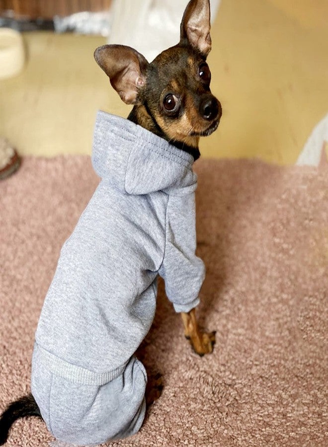 LifeWheel Dog Hoodie, Pet Jumpsuit Fleece Sweatshirt with Buttons, Clothes, Cold Weather Coats, Pajamas, Winter Warm Cotton Puppy Hoodie 4 Legs Clothes for Small Medium Large Dogs Cats Boy Girl Grey - Image 2