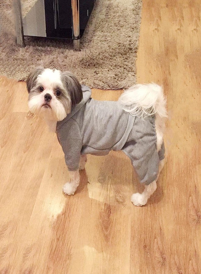 LifeWheel Dog Hoodie, Pet Jumpsuit Fleece Sweatshirt with Buttons, Clothes, Cold Weather Coats, Pajamas, Winter Warm Cotton Puppy Hoodie 4 Legs Clothes for Small Medium Large Dogs Cats Boy Girl Grey - Image 4