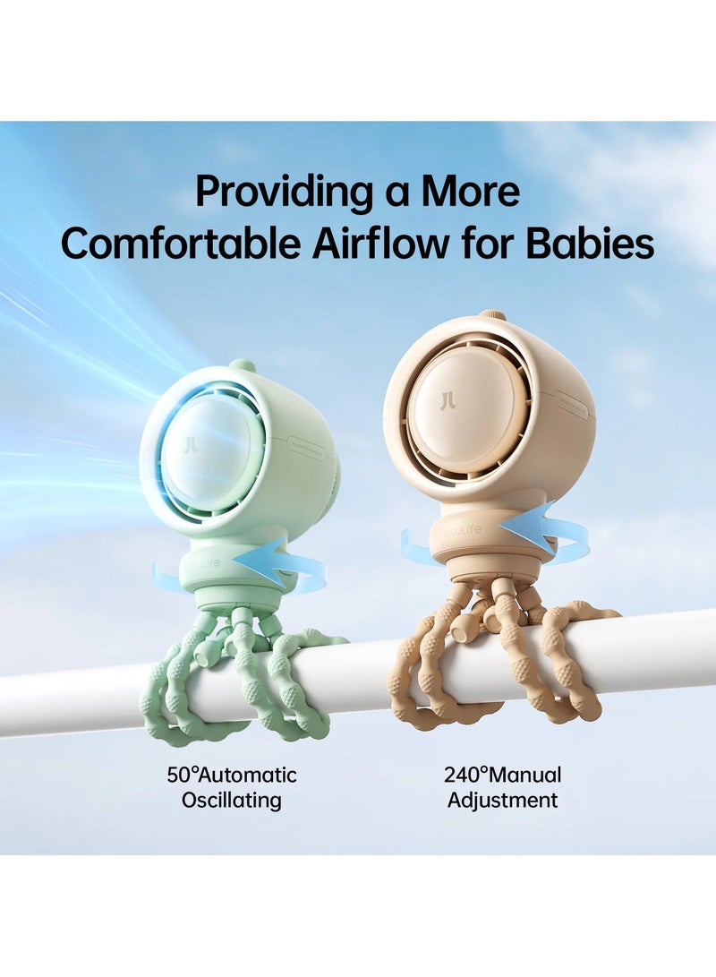 جيسيو لايف مروحة عربة أطفال جيسولايف Life2، بطارية 4000 مللي أمبير/ساعة، 5 سرعات - أخضر - Image 2