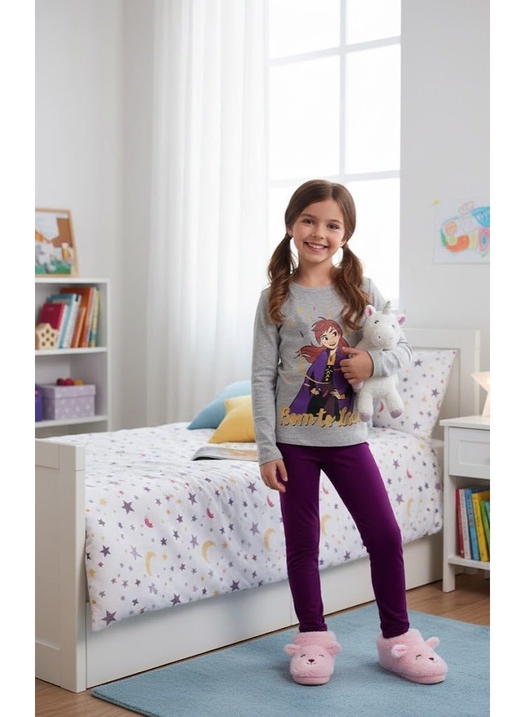 ديزني فروزن طقم بيجامة أطفال بنات  بأكمام طويلة - Image 2