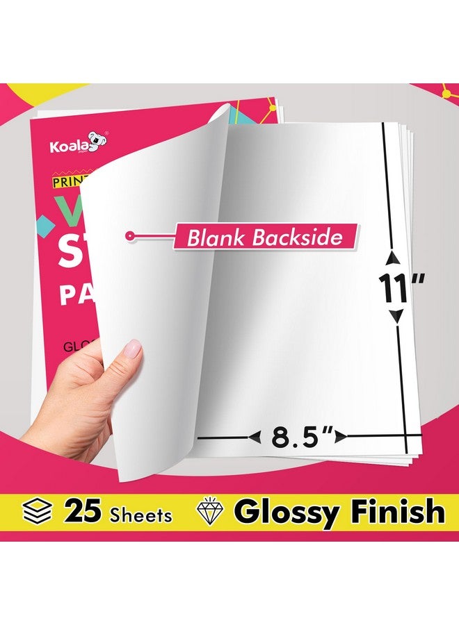 KOALA PAPER Koala Printable Vinyl Sticker Paper For Inkjet And Laser Printers, 25 Sheets Glossy White Waterproof Sticker Paper, 8.5X11 Inch Sticker Printer Paper For Print Your Own Stickers - Image 3
