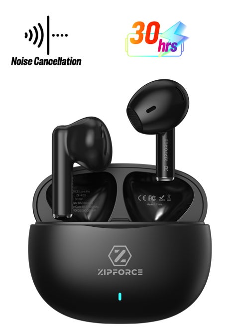 ZIPFORCE True Wireless Earbuds, In-Ear Bluetooth 5.3 Headphones 4-Mics ENC Clear Call, Bluetooth Earbuds Touch Control, IPX6 Waterproof TWS, Light-Weight Earphones