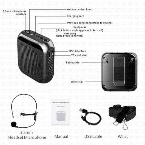 Retailio Voice Amplifier with Headset Mic: Rechargeable Portable Speaker for Teachers, Training, Meetings, Tour Guides, Yoga, Classroom - Amplify Your Voice Loud and Clear - Image 2