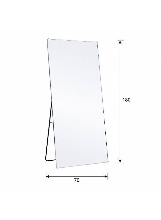alsaada home Full-Length Free Standing Floor Mirror with Wheels & Metal Frame, 180x70 cm - SILVER - Image 3
