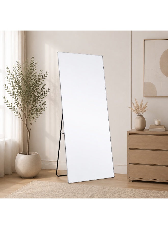 alsaada home Full-Length Free Standing Floor Mirror with Wheels & Metal Frame, 180x70 cm - SILVER - Image 2