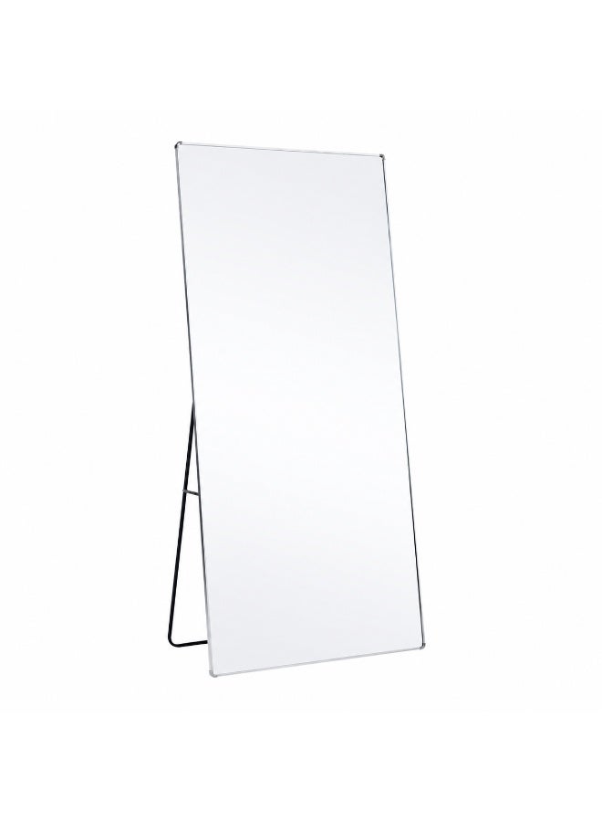 alsaada home Full-Length Free Standing Floor Mirror with Wheels & Metal Frame, 180x70 cm - SILVER - Image 1