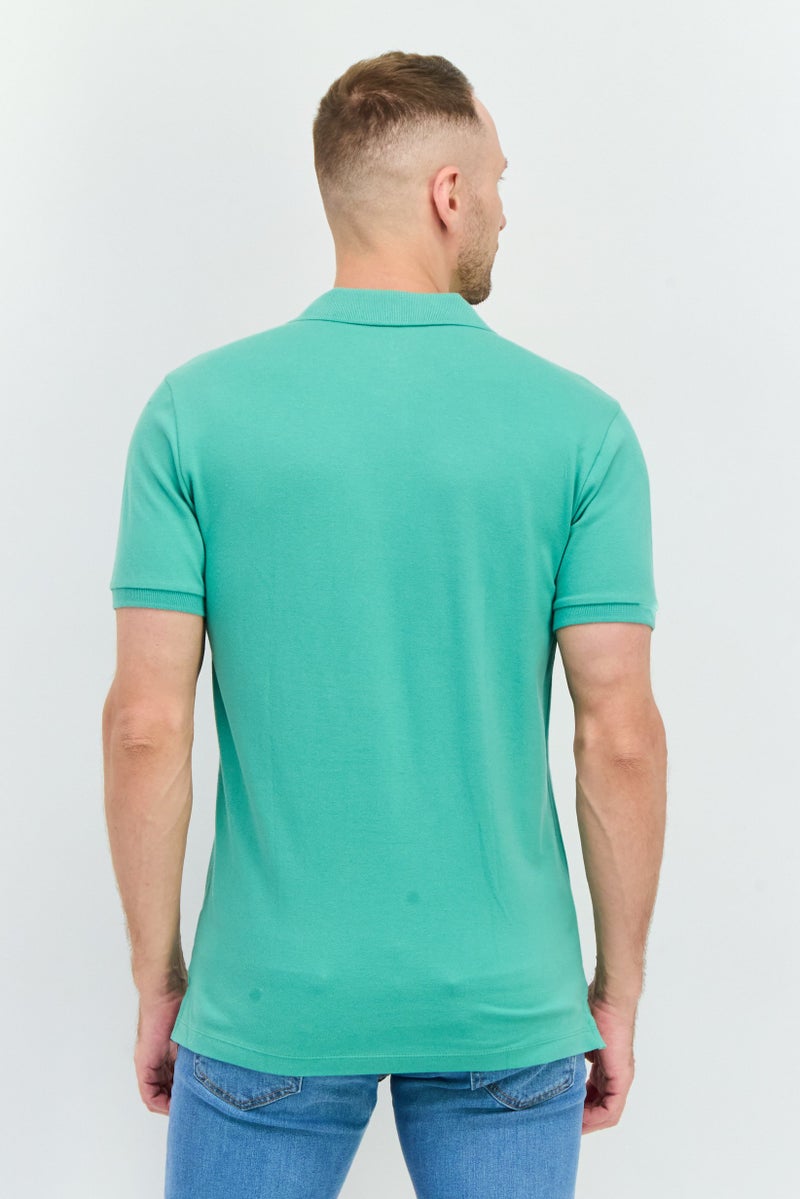 GAP Men Regular Fit Short Sleeve Plain Polo Shirt, Green - Image 3