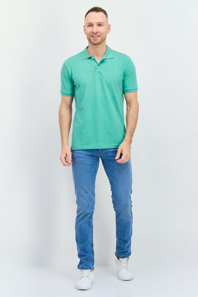 GAP Men Regular Fit Short Sleeve Plain Polo Shirt, Green - Image 4