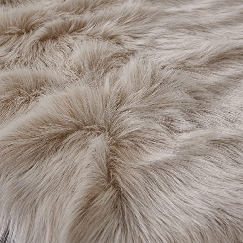 Arbosofe Ultra Soft Faux Fur Rug, Area Rugs, Beige Fluffy Shaggy Fur Rug for Bedroom & Living Room, Kids Room Decor, 2 x 6 Feet Sheepskin - Image 5