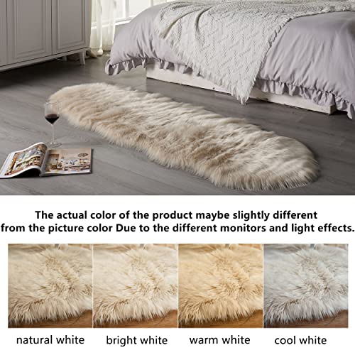 Arbosofe Ultra Soft Faux Fur Rug, Area Rugs, Beige Fluffy Shaggy Fur Rug for Bedroom & Living Room, Kids Room Decor, 2 x 6 Feet Sheepskin - Image 4