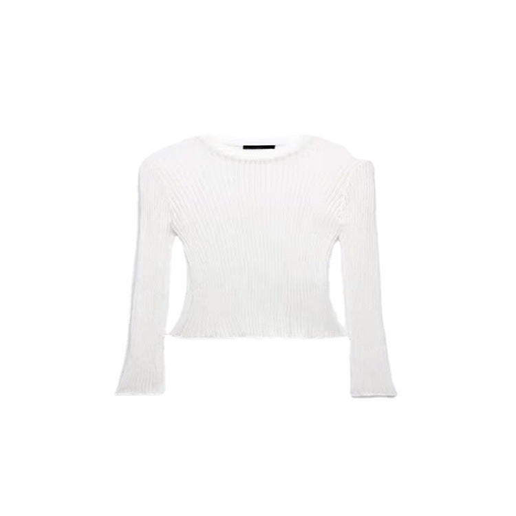 2023 Europe And America Independent Station Spring And Long Sleeve Round Neck Thin Breathable Knitted Wool Top - Image 5