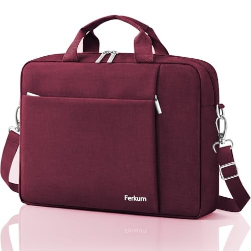 Ferkurn Laptop Bag Case for Women Men Computer Bag Compatible with HP Envy Pavilion Omen/LG Gram/MSI/Dell Inspiron XPS/Lenovo/Acer, Shoulder Strap Carrying Messenger Briefcase, Red, 17 17.3 Inch - Image 1