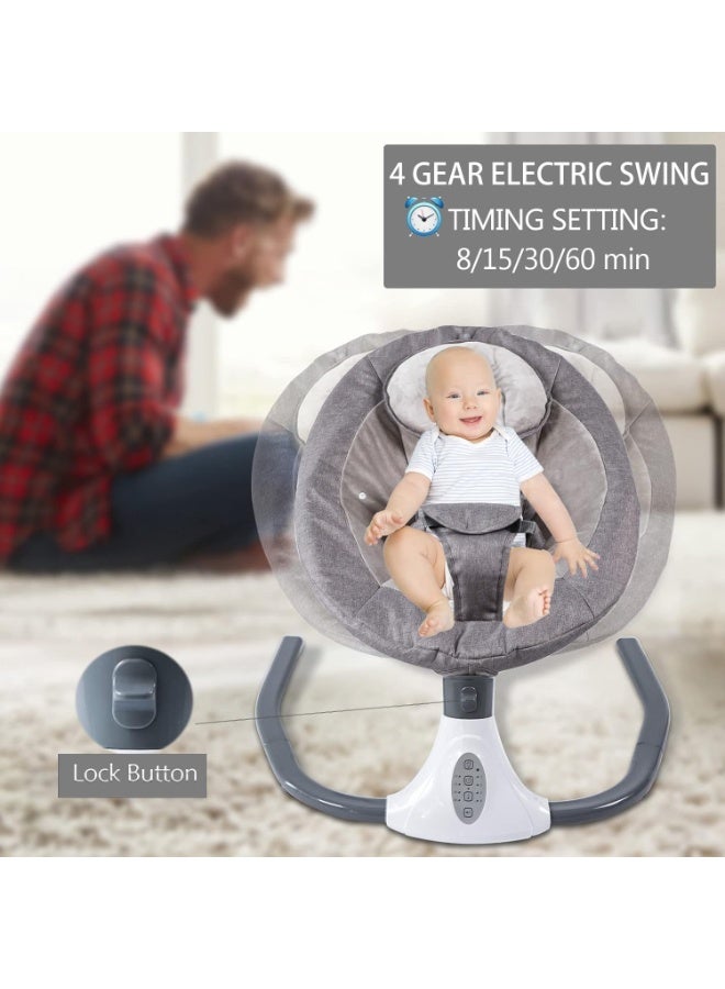 Electric Baby Swing Multifunctional Baby Cridle with Remote Control for 0-18 Months Newborn, Infant, Toddler Portable Baby Rocking Chair with Mosquito Net for Indoor Outdoor (Grey) - Image 4
