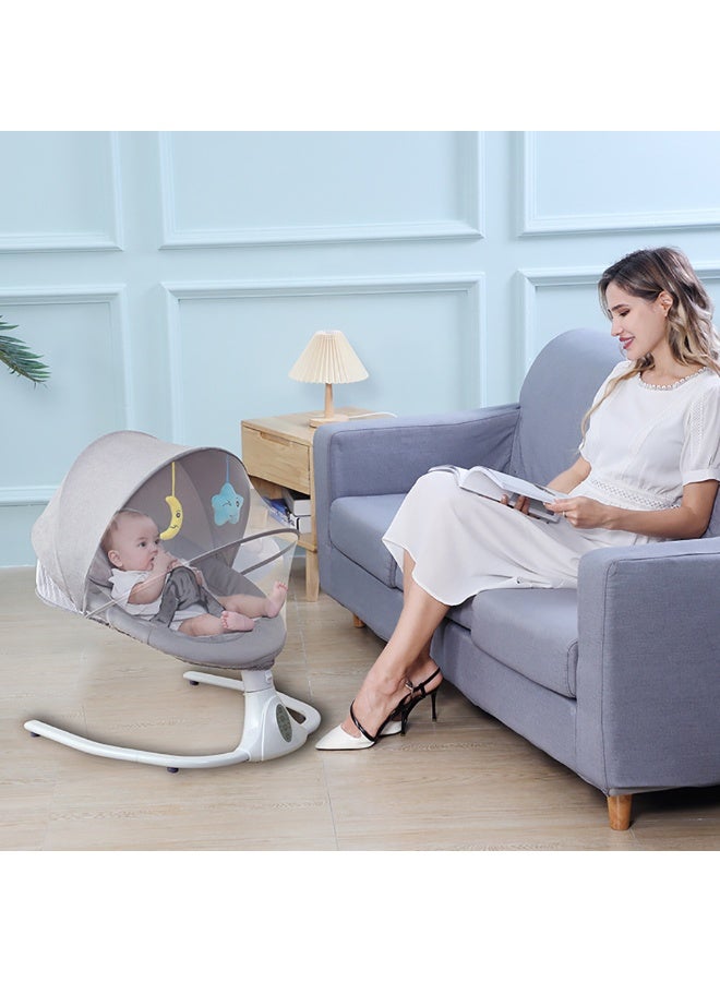 Electric Baby Swing Multifunctional Baby Cridle with Remote Control for 0-18 Months Newborn, Infant, Toddler Portable Baby Rocking Chair with Mosquito Net for Indoor Outdoor (Grey) - Image 3