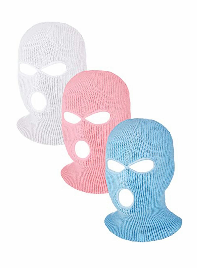 SYOSI 3-Hole Full Face Cover Winter Outdoor Sport Knitted Face Cover Ski Adult Balaclava Headwrap Full Face Mask Motorcycle Cycling Snowboard Gear for Outdoor Sports for Men Women(3 Pieces) - Image 1