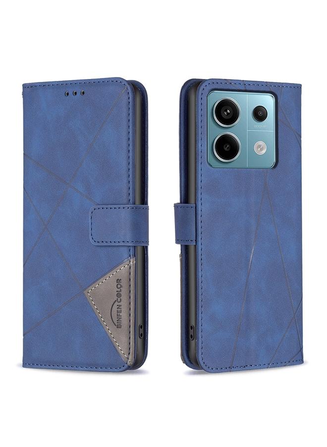 The Bros Case For Xiaomi Redmi Note 13 Pro 4G Global Magnetic Buckle Rhombus Texture Leather Phone Case
