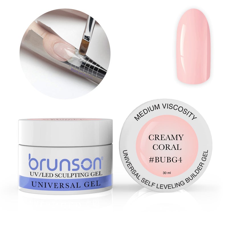Brunson Builder Gel in Jar 30ml Professional Sculpting Builder Gel for Nail Extensions Overlays and 3D Nail Art UV LED Self Leveling Gel for Long Lasting High Gloss Nails