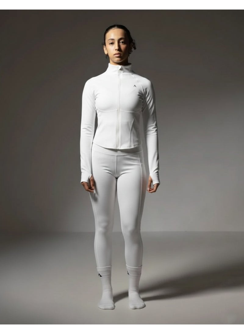 Women's jacket with zipper closure, White color, size Large - Image 3