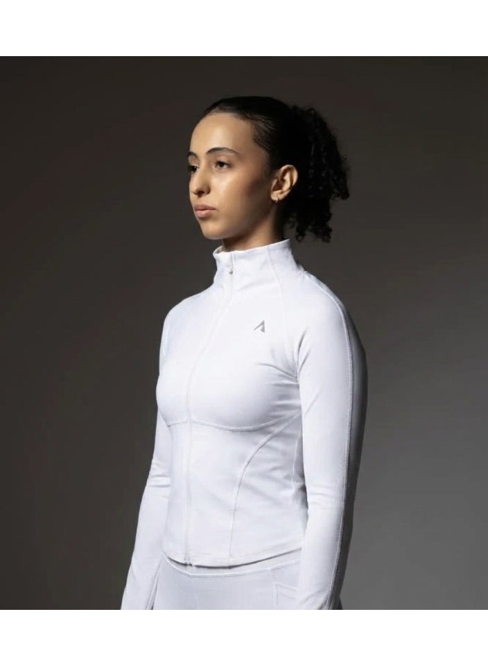 Women's jacket with zipper closure, White color, size Large - Image 1