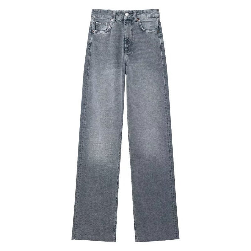 Style Fashionable Versatile High-Waisted Wide-Leg Jeans 6045022 - Image 1