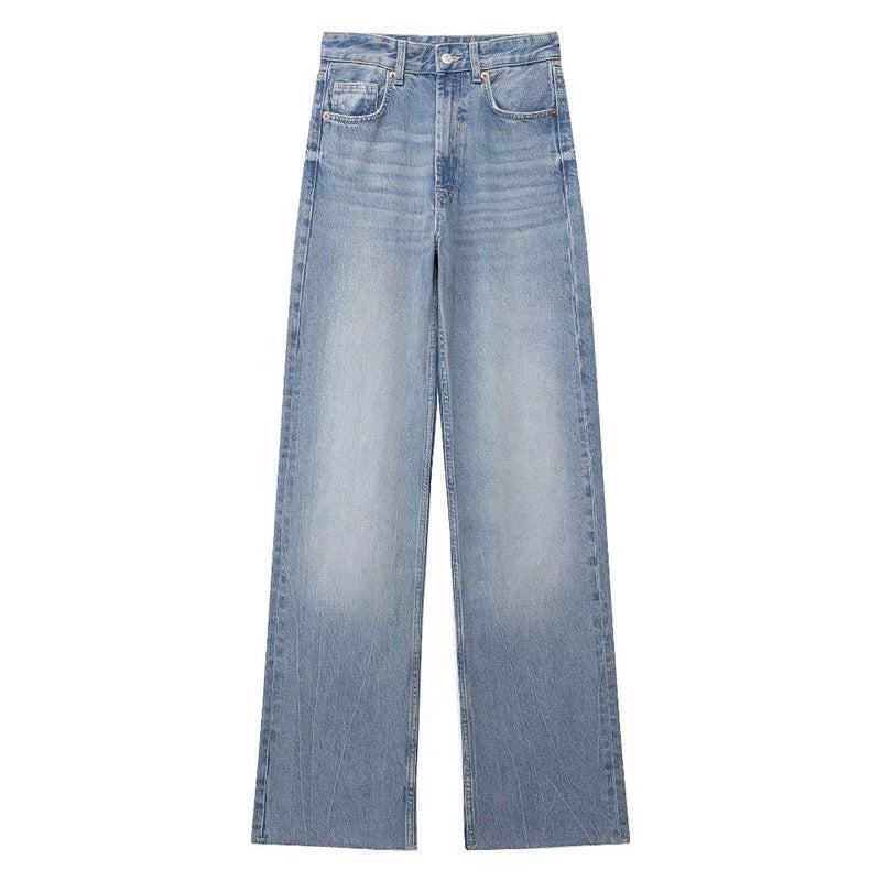 Style Fashionable Versatile High-Waisted Wide-Leg Jeans 6045022 - Image 3