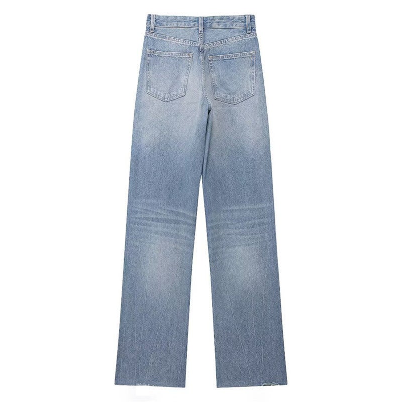 Style Fashionable Versatile High-Waisted Wide-Leg Jeans 6045022 - Image 4