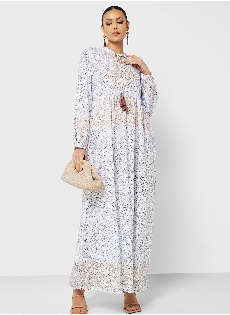 ARABIAN CLOSET - Printed Drawstring Jalabiya - Image 1