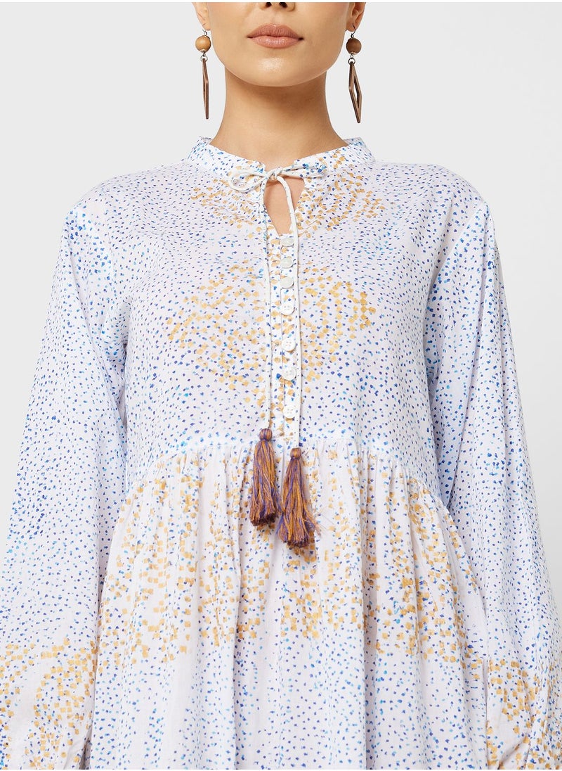 ARABIAN CLOSET - Printed Drawstring Jalabiya - Image 1