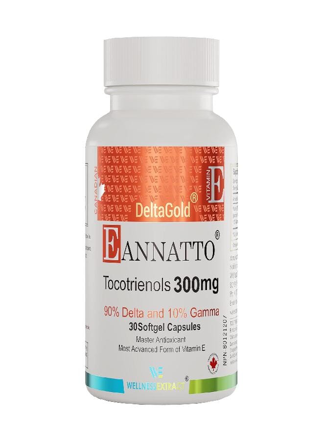 Generic WELLNESS EXTRACT Eannatto Tocotrienols Deltagold Vitamin E Supplements Softgels, Tocopherol Free, Supports Immune Health, Non-GMO, Gluten Free & Antioxidant (300MG 30 Softgels).  - Image 1