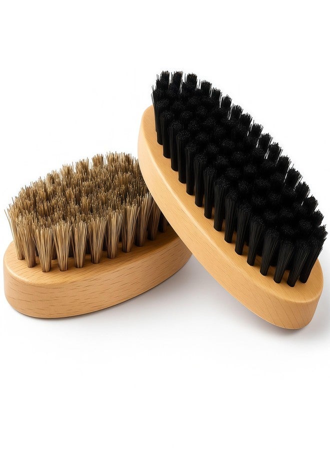 FAQQI Goat Brushes for Grooming 2 Pack, Wooden Livestock Brush Set for Goats, Sheep, Calves, Horses, Dogs and Pigs, Soft Boar Bristle and Firm Nylon Body Brushes for Shedding, Face and Leg Care - Image 1
