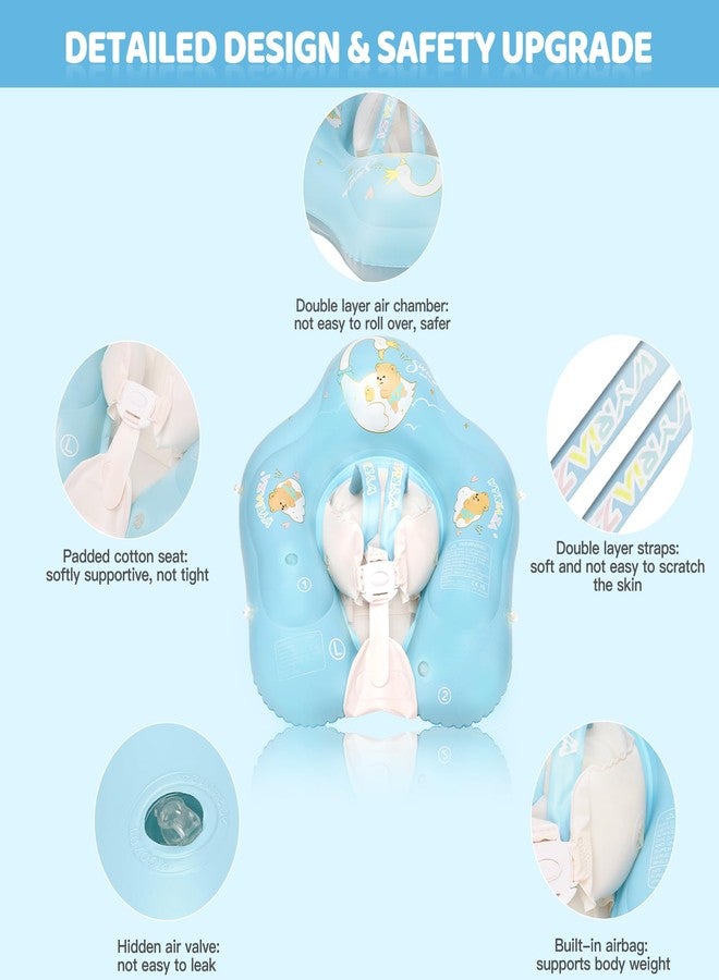 LOOWARTS Baby Pool Float with Canopy Inflatable Baby Floatie with UPF50+ Sun Protection Infant Pool Float Swim Float with Safety Seat for Toddler from 3-36 Months (Blue, Small (3-12 Months)) - Image 3