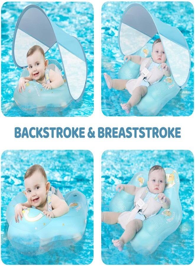 LOOWARTS Baby Pool Float with Canopy Inflatable Baby Floatie with UPF50+ Sun Protection Infant Pool Float Swim Float with Safety Seat for Toddler from 3-36 Months (Blue, Small (3-12 Months)) - Image 4