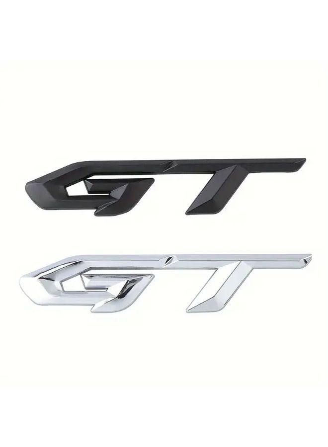 3D Metal GT Emblem Sticker Silvery For SUV Truck Side Rear Decoration Badge - Image 1